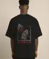 Erkek Baskılı T-Shirt Kısa Kol Bisiklet Yaka Regular Fit Rahat Kalıp Günlük Tişört - Siyah