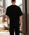 Erkek Baskılı T-Shirt Kısa Kol Bisiklet Yaka Regular Fit Rahat Kalıp Günlük Tişört - Siyah