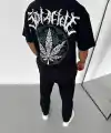 Erkek Baskılı T-Shirt Kısa Kol Bisiklet Yaka Regular Fit Rahat Kalıp Günlük Tişört - Siyah