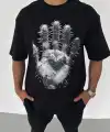 Erkek Baskılı T-Shirt Kısa Kol Bisiklet Yaka Regular Fit Rahat Kalıp Günlük Tişört - Siyah