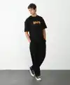 Erkek Baskılı T-Shirt Kısa Kol Bisiklet Yaka Regular Fit Rahat Kalıp Günlük Tişört - Siyah