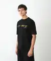 Erkek Baskılı T-Shirt Kısa Kol Bisiklet Yaka Regular Fit Rahat Kalıp Günlük Tişört - Siyah