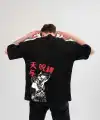 Erkek Baskılı T-Shirt Kısa Kol Bisiklet Yaka Regular Fit Rahat Kalıp Günlük Tişört - Siyah