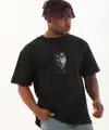 Erkek Baskılı T-Shirt Kısa Kol Bisiklet Yaka Regular Fit Rahat Kalıp Günlük Tişört - Siyah