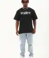 Erkek Baskılı T-Shirt Kısa Kol Bisiklet Yaka Regular Fit Rahat Kalıp Günlük Tişört - Siyah
