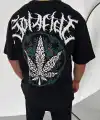 Erkek Baskılı T-Shirt Kısa Kol Bisiklet Yaka Regular Fit Rahat Kalıp Günlük Tişört - Siyah