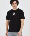 Erkek Baskılı T-Shirt Kısa Kol Bisiklet Yaka Regular Fit Rahat Kalıp Günlük Tişört - Siyah