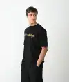 Erkek Baskılı T-Shirt Kısa Kol Bisiklet Yaka Regular Fit Rahat Kalıp Günlük Tişört - Siyah