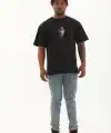Erkek Baskılı T-Shirt Kısa Kol Bisiklet Yaka Regular Fit Rahat Kalıp Günlük Tişört - Siyah
