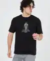 Erkek Baskılı T-Shirt Kısa Kol Bisiklet Yaka Regular Fit Rahat Kalıp Günlük Tişört - Siyah