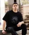 Erkek Baskılı T-Shirt Kısa Kol Bisiklet Yaka Regular Fit Rahat Kalıp Günlük Tişört - Siyah