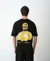 Erkek Baskılı T-Shirt Kısa Kol Bisiklet Yaka Regular Fit Rahat Kalıp Günlük Tişört - Siyah