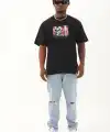 Erkek Baskılı T-Shirt Kısa Kol Bisiklet Yaka Regular Fit Rahat Kalıp Günlük Tişört - Siyah