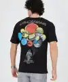 Erkek Baskılı T-Shirt Kısa Kol Bisiklet Yaka Regular Fit Rahat Kalıp Günlük Tişört - Siyah