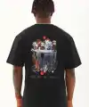 Erkek Baskılı T-Shirt Kısa Kol Bisiklet Yaka Regular Fit Rahat Kalıp Günlük Tişört - Siyah