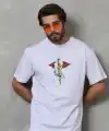 Erkek Baskılı T-Shirt Kısa Kol Bisiklet Yaka Regular Fit Rahat Kalıp Tişört -  Beyaz