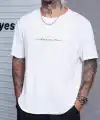 Erkek Baskılı T-Shirt Kısa Kol Bisiklet Yaka Regular Fit Rahat Kalıp Tişört - Beyaz