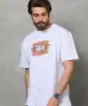 Erkek Baskılı T-Shirt Kısa Kol Bisiklet Yaka Regular Fit Rahat Kalıp Tişört -  Beyaz