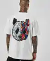 Erkek Baskılı T-Shirt Kısa Kol Bisiklet Yaka Regular Fit Rahat Kalıp Tişört -  Beyaz