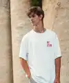 Erkek Baskılı T-Shirt Kısa Kol Bisiklet Yaka Regular Fit Rahat Kalıp Tişört - Beyaz