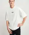 Erkek Baskılı T-Shirt Kısa Kol Bisiklet Yaka Regular Fit Rahat Kalıp Tişört - Beyaz