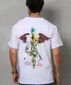 Erkek Baskılı T-Shirt Kısa Kol Bisiklet Yaka Regular Fit Rahat Kalıp Tişört -  Beyaz