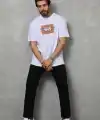 Erkek Baskılı T-Shirt Kısa Kol Bisiklet Yaka Regular Fit Rahat Kalıp Tişört -  Beyaz