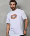Erkek Baskılı T-Shirt Kısa Kol Bisiklet Yaka Regular Fit Rahat Kalıp Tişört -  Beyaz