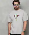 Erkek Baskılı T-Shirt Kısa Kol Bisiklet Yaka Regular Fit Rahat Kalıp Tişört -  Gri