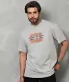 Erkek Baskılı T-Shirt Kısa Kol Bisiklet Yaka Regular Fit Rahat Kalıp Tişört -  Gri