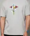 Erkek Baskılı T-Shirt Kısa Kol Bisiklet Yaka Regular Fit Rahat Kalıp Tişört -  Gri