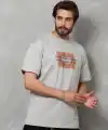 Erkek Baskılı T-Shirt Kısa Kol Bisiklet Yaka Regular Fit Rahat Kalıp Tişört -  Gri