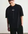 Erkek Baskılı T-Shirt Kısa Kol Bisiklet Yaka Regular Fit Rahat Kalıp Tişört - Siyah