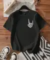 Erkek Baskılı T-Shirt Kısa Kol Bisiklet Yaka Regular Fit Rahat Kalıp Tişört - Siyah
