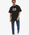Erkek Baskılı T-Shirt Kısa Kol Bisiklet Yaka Regular Fit Rahat Kalıp Tişört -  Siyah