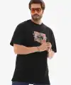 Erkek Baskılı T-Shirt Kısa Kol Bisiklet Yaka Regular Fit Rahat Kalıp Tişört -  Siyah