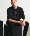 Erkek Baskılı T-Shirt Kısa Kol Bisiklet Yaka Regular Fit Rahat Kalıp Tişört - Siyah