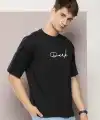 Erkek Baskılı T-Shirt Kısa Kol Bisiklet Yaka Regular Fit Rahat Kalıp Tişört - Siyah