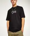 Erkek Baskılı T-Shirt Kısa Kol Bisiklet Yaka Regular Fit Rahat Kalıp Tişört - Siyah