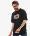 Erkek Baskılı T-Shirt Kısa Kol Bisiklet Yaka Regular Fit Rahat Kalıp Tişört -  Siyah