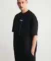 Erkek Baskılı T-Shirt Kısa Kol Bisiklet Yaka Regular Fit Rahat Kalıp Tişört - Siyah