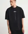 Erkek Baskılı T-Shirt Kısa Kol Bisiklet Yaka Regular Fit Rahat Kalıp Tişört - Siyah