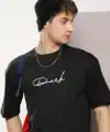 Erkek Baskılı T-Shirt Kısa Kol Bisiklet Yaka Regular Fit Rahat Kalıp Tişört - Siyah