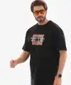 Erkek Baskılı T-Shirt Kısa Kol Bisiklet Yaka Regular Fit Rahat Kalıp Tişört -  Siyah