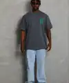 Erkek Baskılı T-Shirt Kısa Kol Bisiklet Yaka Regular Fit Rahat Tişört - Füme