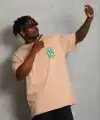 Erkek Baskılı T-Shirt Kısa Kol Bisiklet Yaka Regular Fit Tişört - Bej