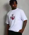 Erkek Baskılı T-Shirt Kısa Kol Bisiklet Yaka Regular Fit Tişört - Beyaz