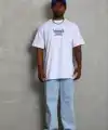 Erkek Baskılı T-Shirt Kısa Kol Bisiklet Yaka Regular Fit Tişört - Beyaz