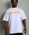 Erkek Baskılı T-Shirt Kısa Kol Bisiklet Yaka Regular Fit Tişört - Beyaz