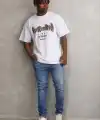 Erkek Baskılı T-Shirt Kısa Kol Bisiklet Yaka Regular Fit Tişört - Beyaz